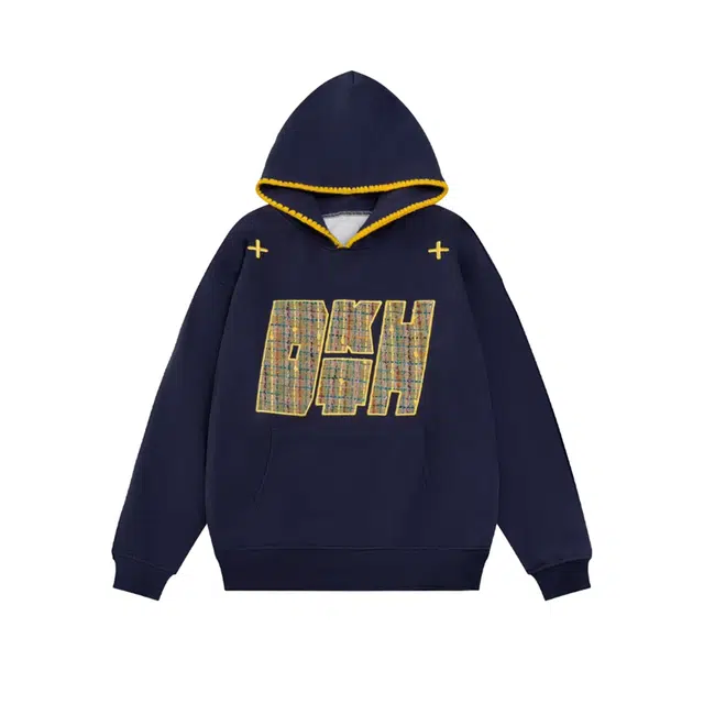 涂诗菲 美式复古连帽宽松字母印花时尚设计感贴布绣花休闲加绒卫衣 男女同款