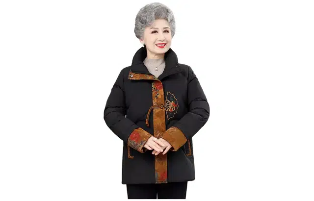 鸭鸭 韩版立领花色直筒羽绒服 女款