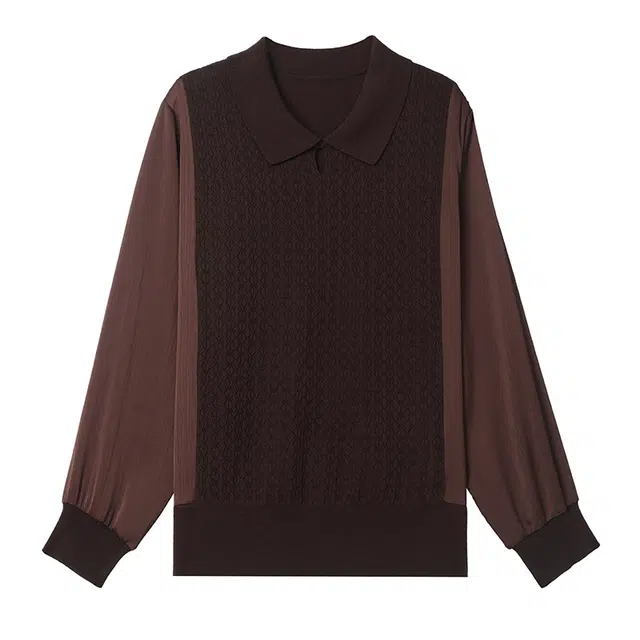 恒源祥 简约时尚百搭纯色翻领长袖针织衫 女款