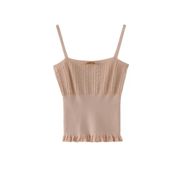 花栗鼠小姐 舒适美学套组基础百搭木耳边吊带 女款