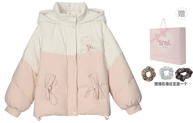 森女部落 原创牛奶棉花糖甜美少女风面包羽绒服 女款 粉色