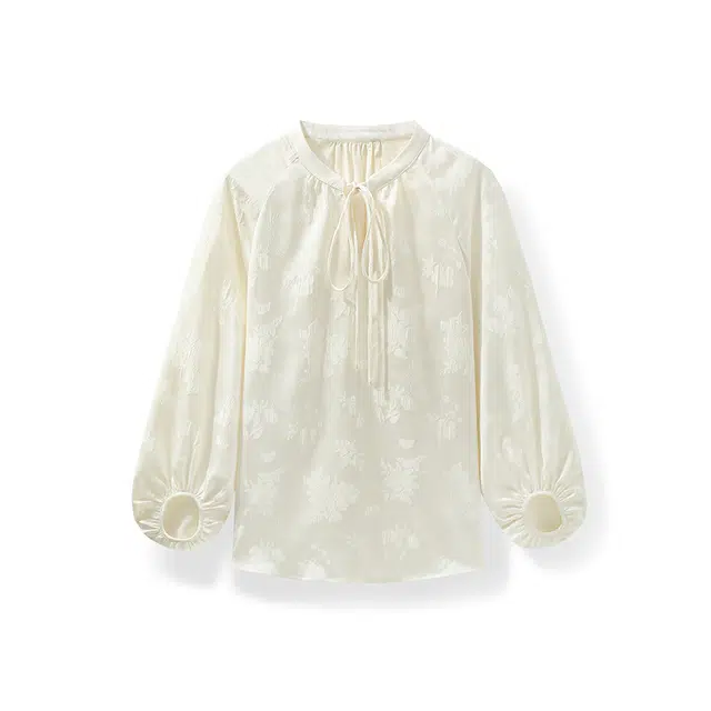 潞优野 新中式国风女春季短款长袖衬衫 女款 米色