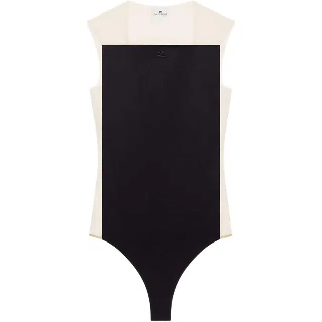 COURREGES SS25 ILLUSION SATIN BODYSUIT Black Sand