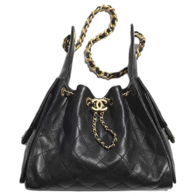CHANEL 25P Classic Logo Shoulder Bag Small Black