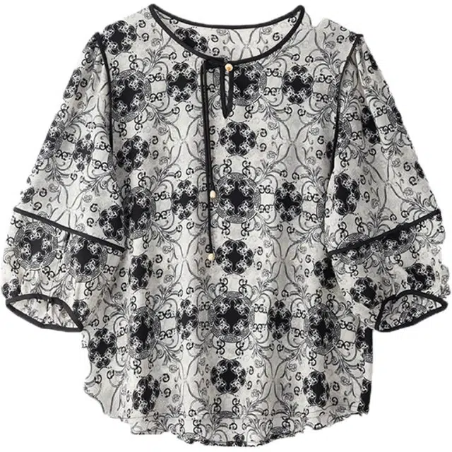 曲韩 复古圆领短袖衬衫 女款