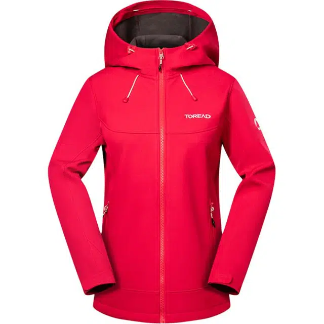 探路者 连帽舒适百搭字母夹克外套 女款 胭脂红