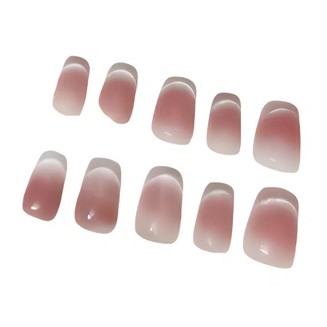 计轩 纯手工  穿戴甲 短梯粉色渐变 猫眼