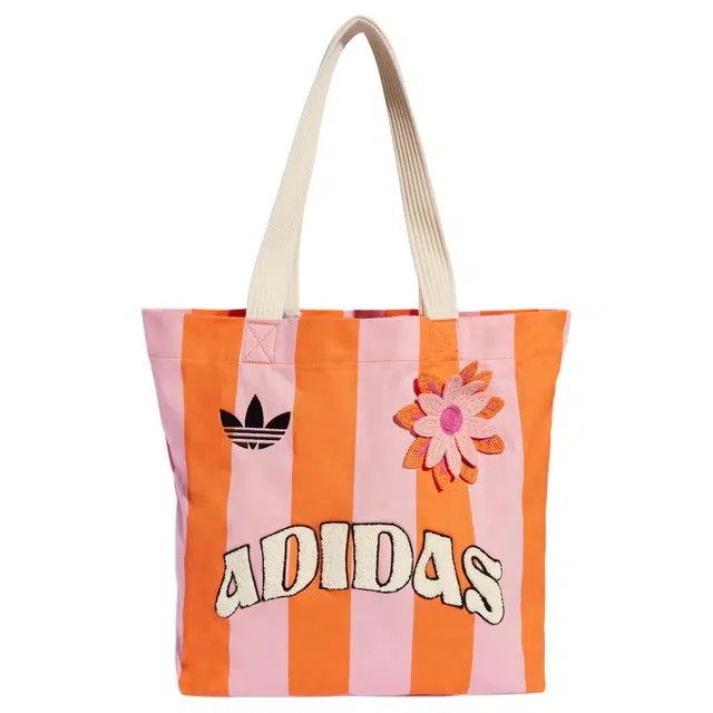 adidas Classic Logo Cotton Shoulder Bag Pink Orange