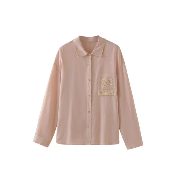 花栗鼠小姐 慵懒感宽松舒适甜美长袖衬衫 女款