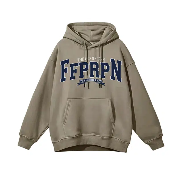 棉购 字母图案连帽套头长袖卫衣 男女同款