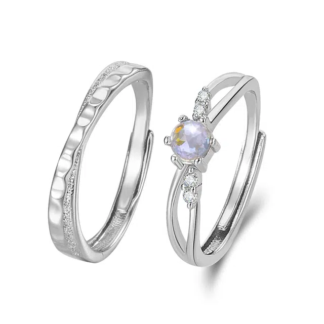 【精选高品质 爱意加倍】 琉堇 钟爱久久情侣对戒 浪漫甜蜜莫比乌斯幻彩时尚精致简约百搭#好运 玻璃猫眼 可调节戒指 男女同款情侣款