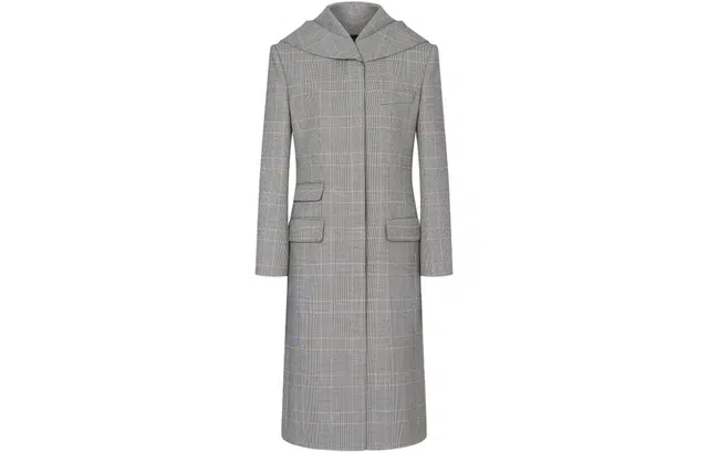 MOSCHINO Glen Plaid Wool Blend Coat