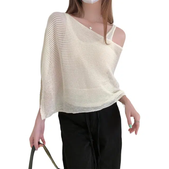 水中花 韩版镂空上衣背心两件套针织衫 女款