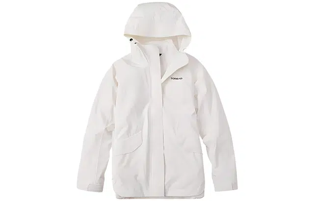 探路者 连帽字母印花三合一防风休闲外套冲锋衣 女款 香雪白