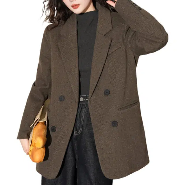 法文箱子 休闲百搭西装式羽绒服 女款 咖色