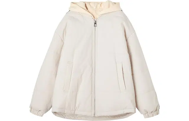 【dme】 基础纯色休闲拼接条纹连帽棉服 女款