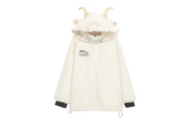 森女部落 原创可爱萌趣小绵羊绒衫少女风可爱软妹冬季厚绒感外套 女款