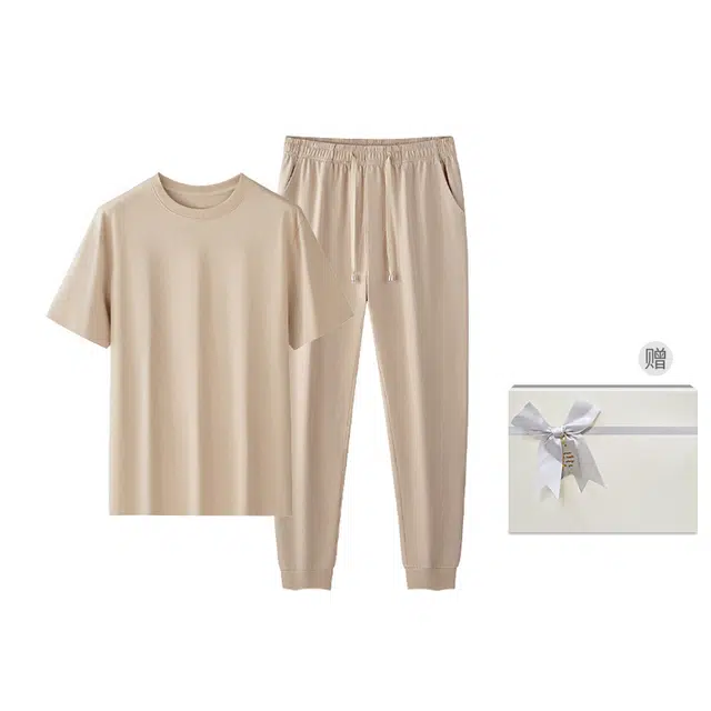 对你的私语 可外出运动休闲舒适短袖家居服睡衣套装 男款 礼盒装