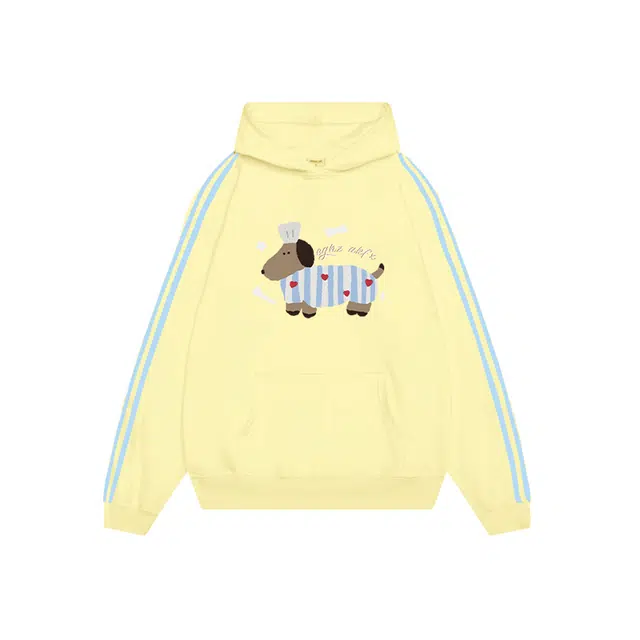 玉儿恋 美式多巴胺甜酷可爱腊肠狗印花连帽宽松百搭卫衣 女款