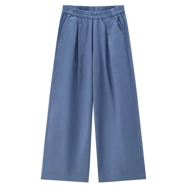 佐丹奴 纯色七分梭织松紧腰阔腿舒适休闲裤 女款