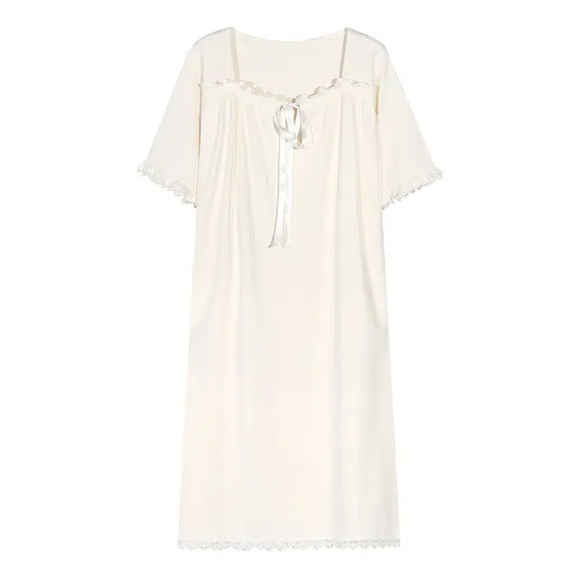 向薇 法式高级感外穿带胸垫一体方领短袖睡裙 女款