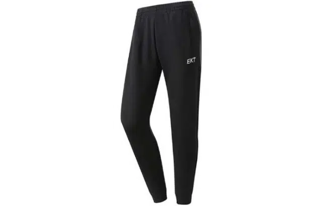 鸿星尔克 字母印花松紧腰束脚束脚裤适中运动裤 通用 女款 黑色