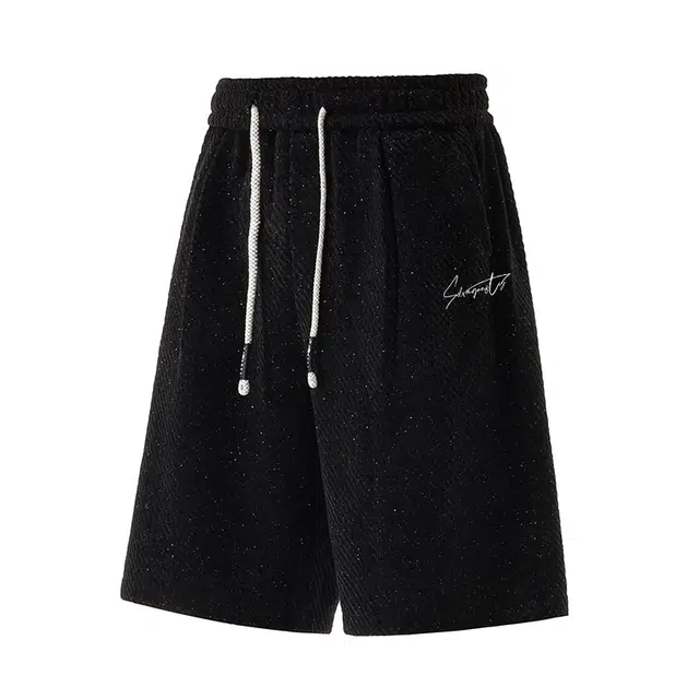 红蜻蜓 简约创意字母纯色美式高街时尚宽松透气潮流百搭日常五分休闲短裤 男女同款