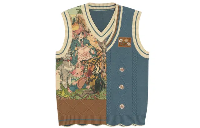 Sen Female Tribe V-Neck Knit Vest Brown