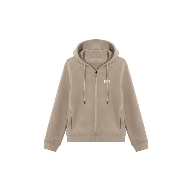 麓蔓蒂 纯色连帽磨毛休闲加绒绒感外套 女款