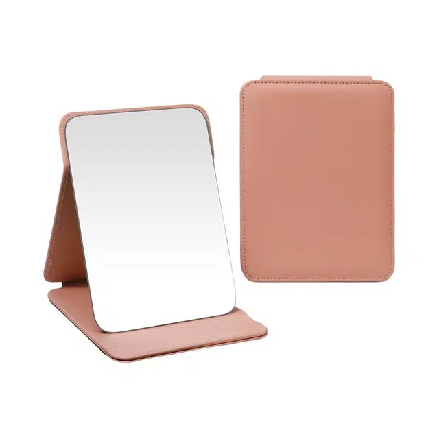 计轩 携式蜜桃粉折叠镜 梳妆理容