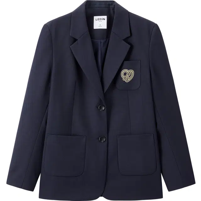 LEDIN Embroidered Blazer Navy