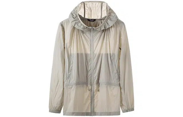 探路者 纯色轻薄透气户外运动连帽防晒服 女款 冷木灰