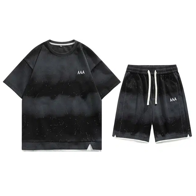 大白鲨 圆领短袖上衣舒适百搭裤子休闲运动套装 男款