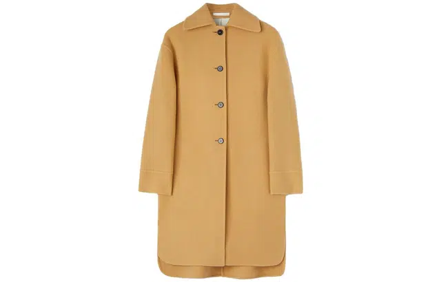 JIL SANDER Virgin Wool Coat With Wide Spread Collar Detail