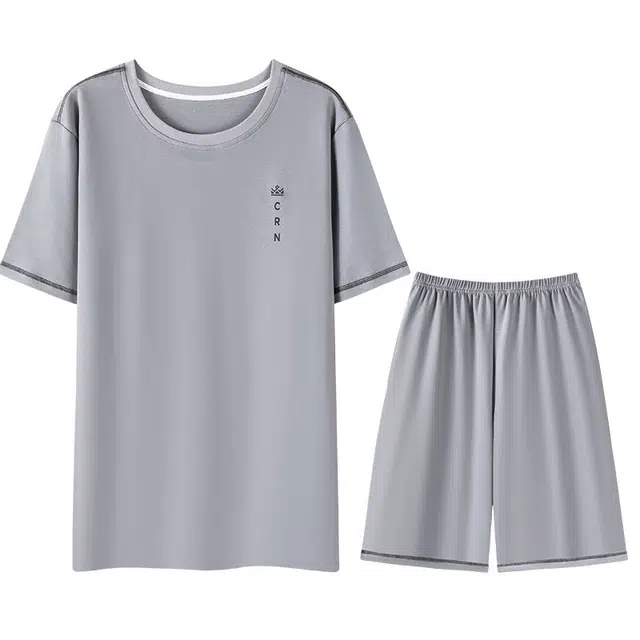 向薇 舒适透气短袖五分裤薄款凉感夏季睡衣套装 男款