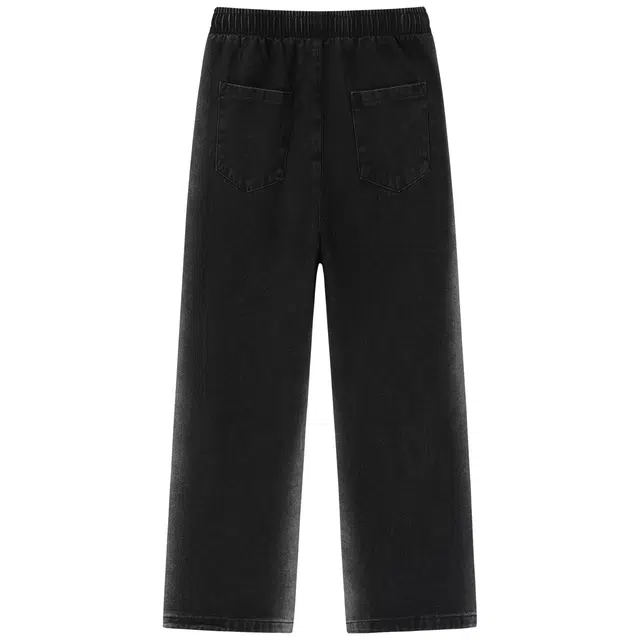 帕丁顿熊 美式复古可拆卸花卉别针水洗做旧侧边渐变宽松直筒波西米亚风刺绣抽绳休闲牛仔裤 男女同款