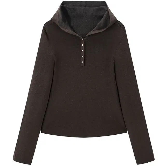 太平鸟 简约连帽软弹羊毛针织衫 女款