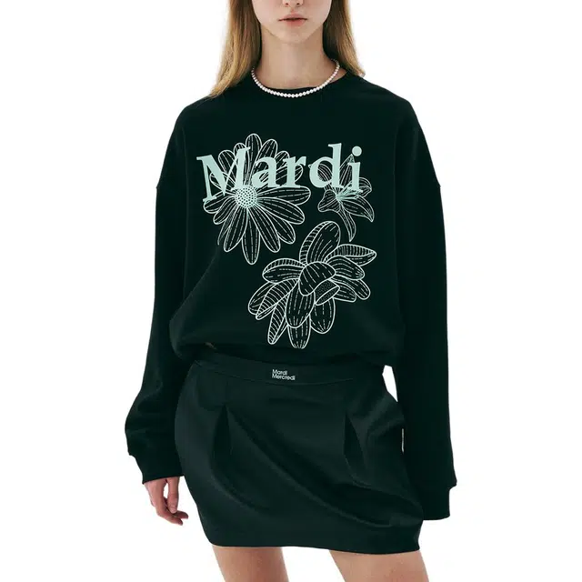 MARDI MERCREDI SS25 SWEATSHIRT TRIPLE FLOWER_BLACK MINT