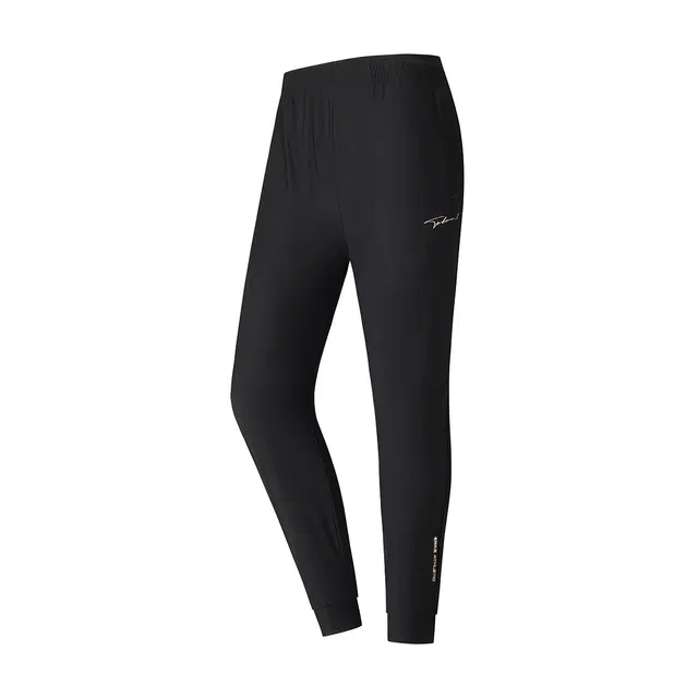 鸿星尔克 纯色透气针织运动裤 女款 正黑