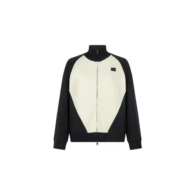 美洋 罗德卫衣 拼接休闲撞色双拉链立翻领长袖截短外套 女 黑白