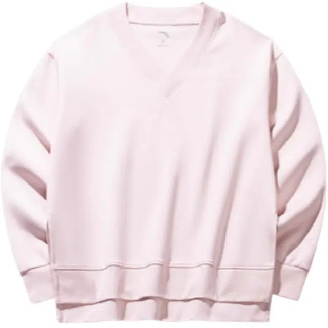 超级安踏 运动休闲简约纯色卫衣 女款 烟熏粉