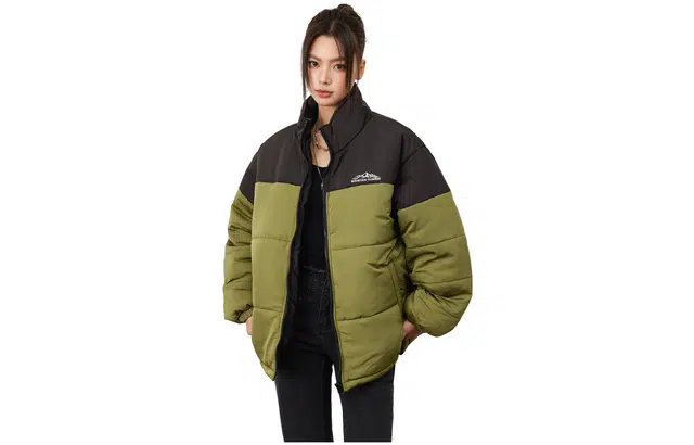 佐贝卡 拼色立领宽松休闲棉服 女款 绿色