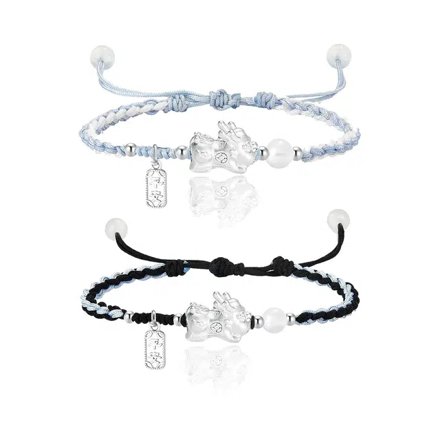 克兰茜 多财多福 新中式国风招财貔貅转运编织绳 财运亨通小众轻奢简约高级感精致设计日常百搭 可调节 好运 合金 手绳 男女同款情侣款