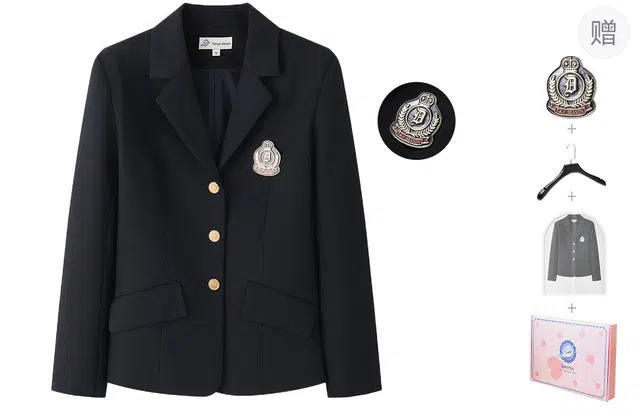 东鲸岁时记 学院风修身收腰高智感穿搭学生职场通勤西装 女款 藏青色