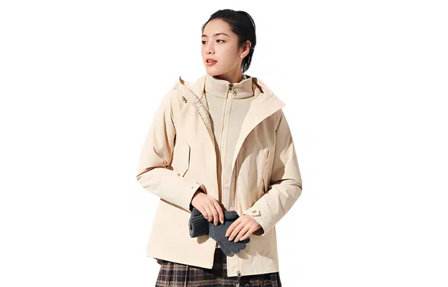 探路者 纯色连帽拉链可拆卸冲锋衣 女款