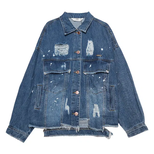 木果果木 秋季韩版牛仔设计感舒适截短外套 女款 蓝