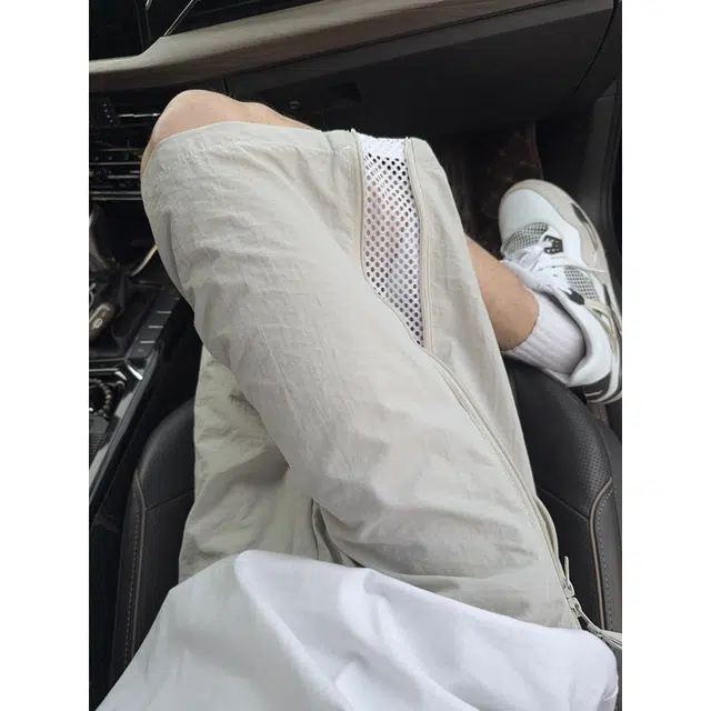 华夏儿女 美式潮牌宽松百搭透气垂感舒适柔软青春活力直拉链简约五分休闲短裤 男女同款