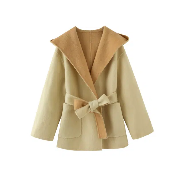 花栗鼠小姐 基础百搭通勤简约大衣 女款 奶油杏