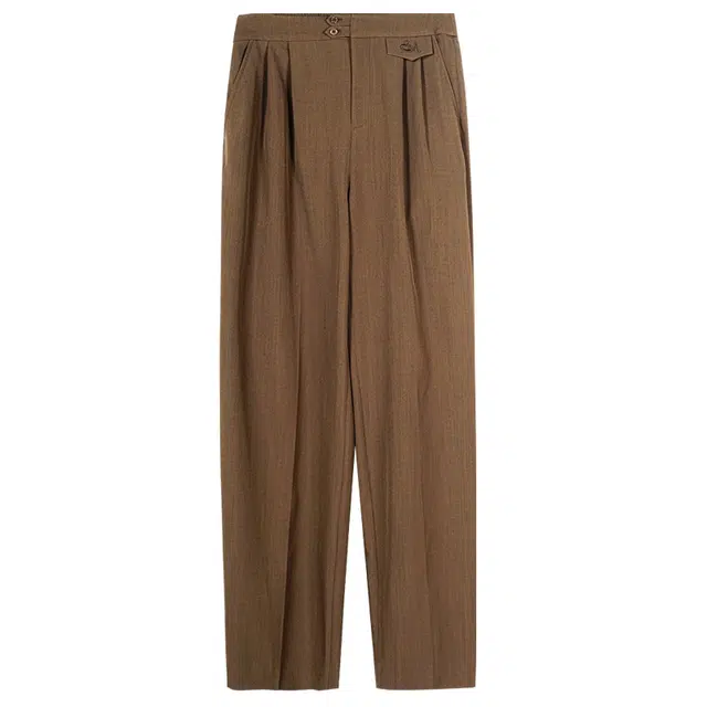 米思阳 通勤时尚直筒高腰纯色休闲裤 女款 咖啡色
