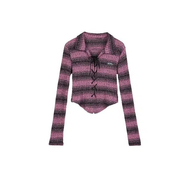 桴生 设计感小众修身显瘦别致甜辣妹短款上衣长袖针织衫 女款 粉色